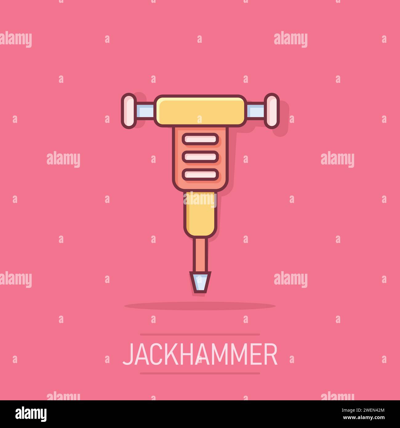 Jackhammer icon in comic style. Demolish package vector illustration on