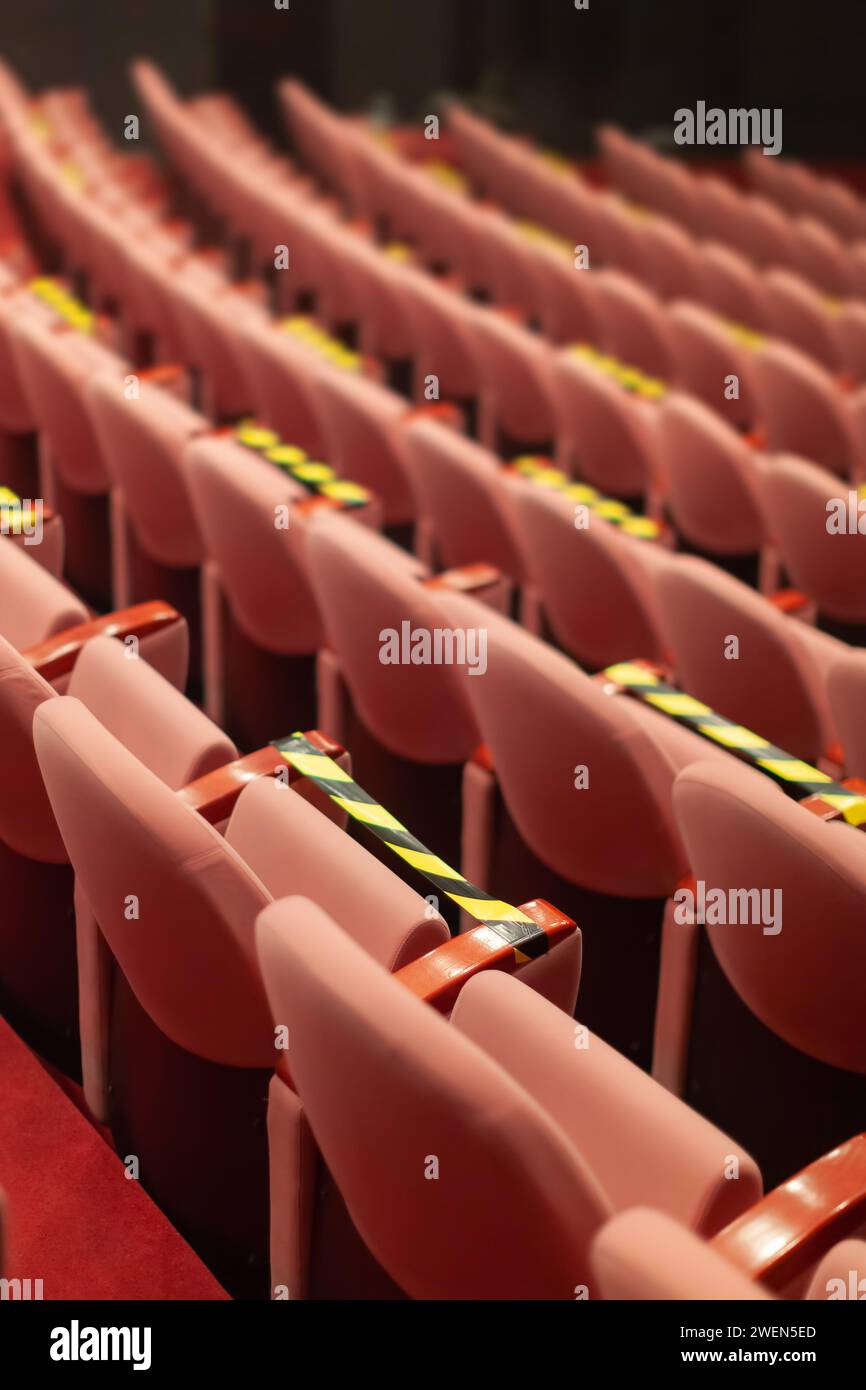 covid measures on theatre seats Stock Photo
