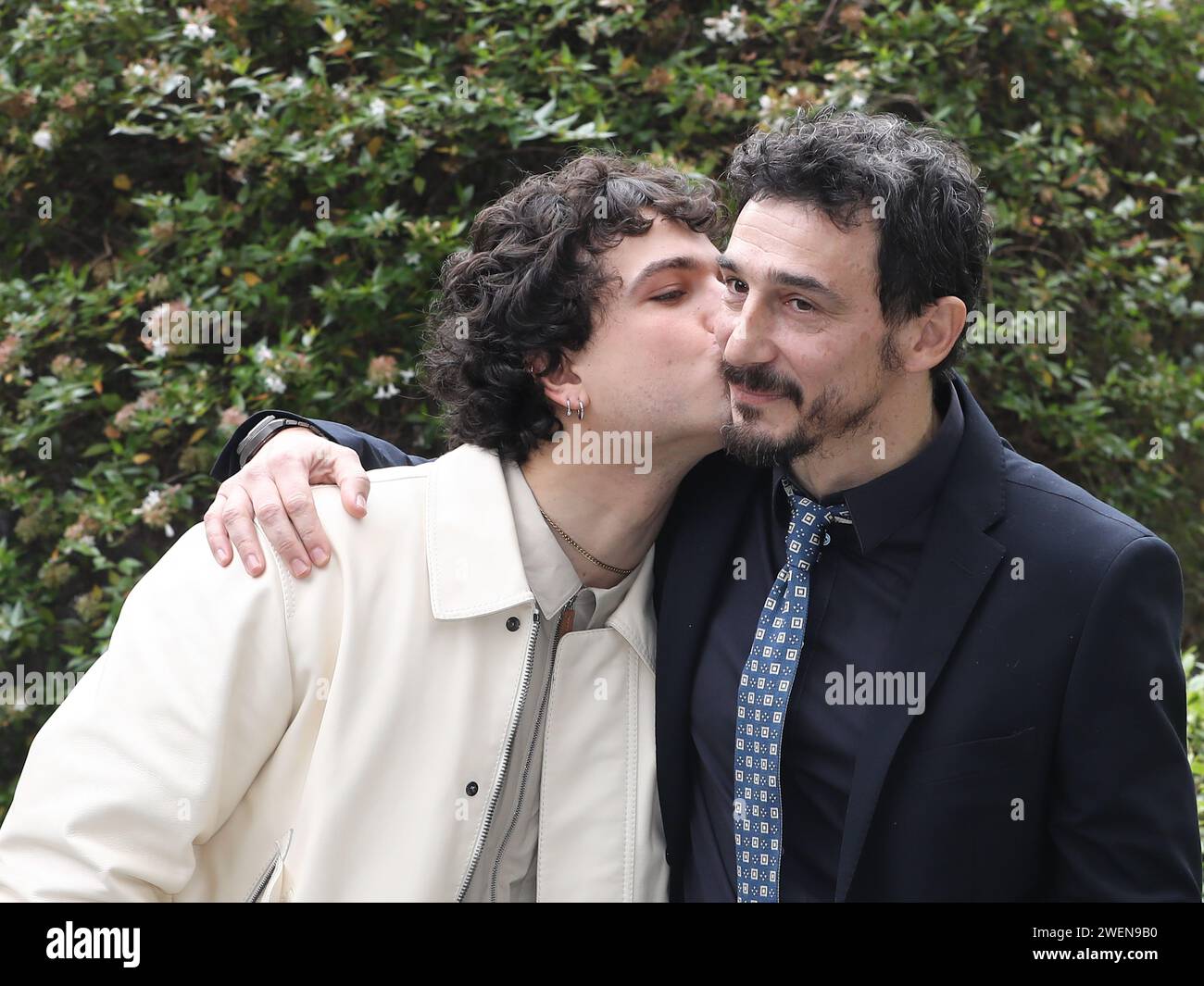 Rome, Italy. 26th Jan, 2024. Rome, Rai Mazzini headquarters, photocall for the TV film 'Califano'. In the photo: Leo Gassmann, Alessandro Angelini Credit: Independent Photo Agency/Alamy Live News Stock Photo