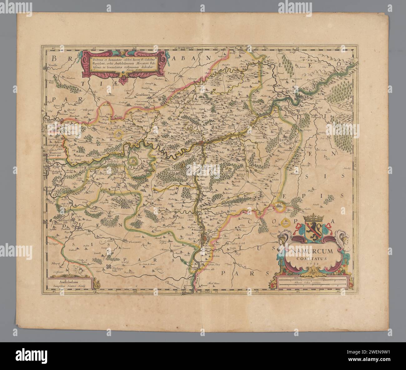 Map of the Graafschap Namur, Anonymous, 1638 print Map of the county ...