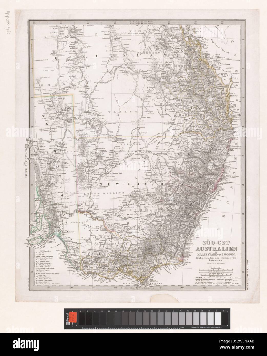 Map of Southeast Australia, H. Alt, After Bruno Hassenstein, after Ernst Debes, 1867 print Numbered at the top right: 50c.  paper etching / engraving maps, atlases Australia Stock Photo