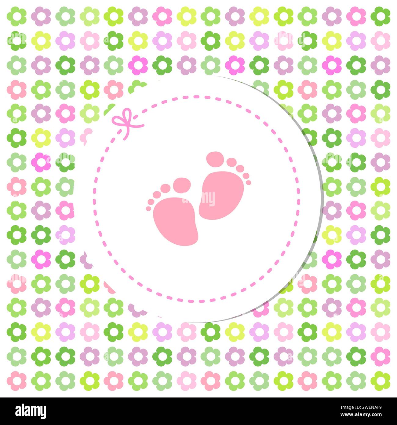 Baby birthday card, baby shower card with flowers Stock Vector Image