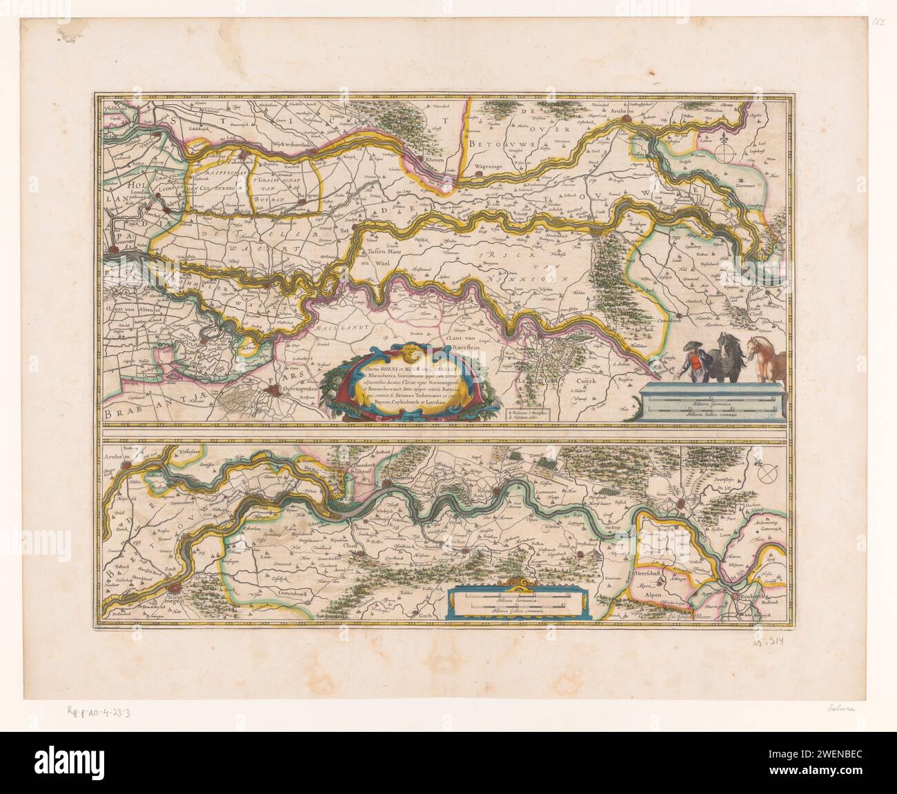 Map of a part of the course of the Rhine, De Waal and De Maas ...