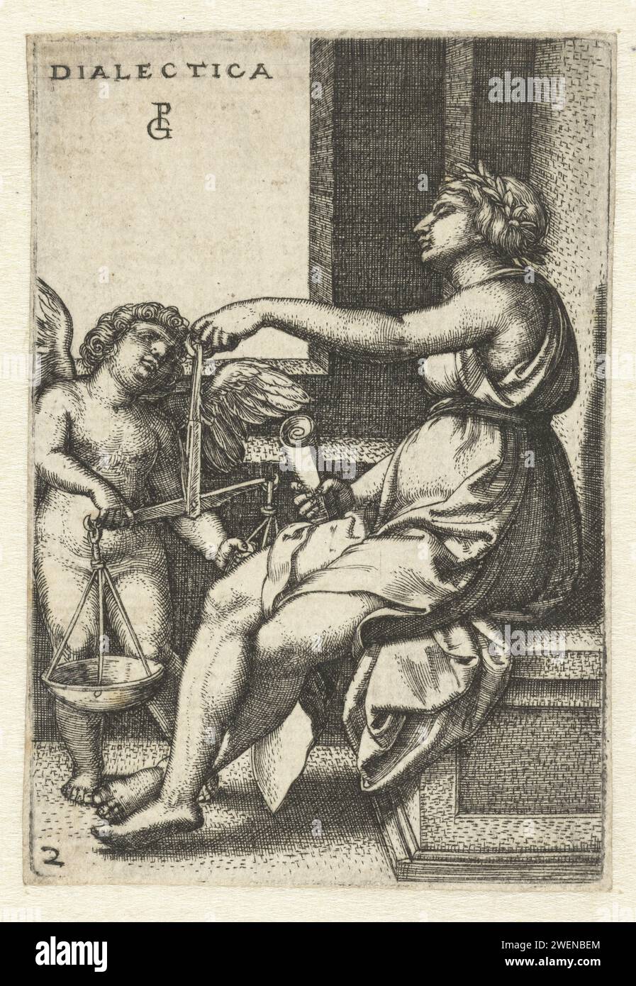 Dialectics, Georg Pencz, 1539 - 1543 print Sitting woman as a ...