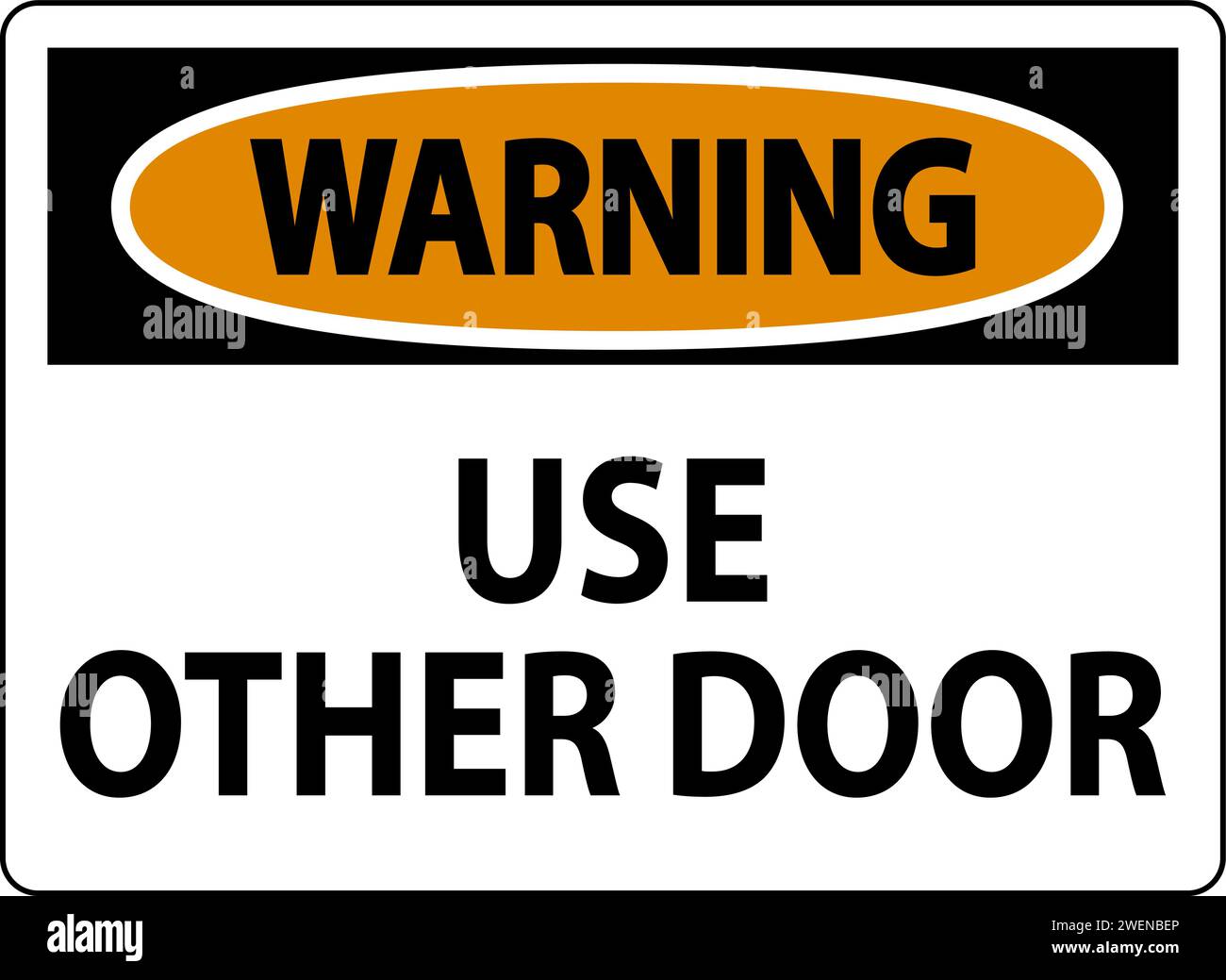 Caution Sign, Caution, Use Other Door Stock Vector