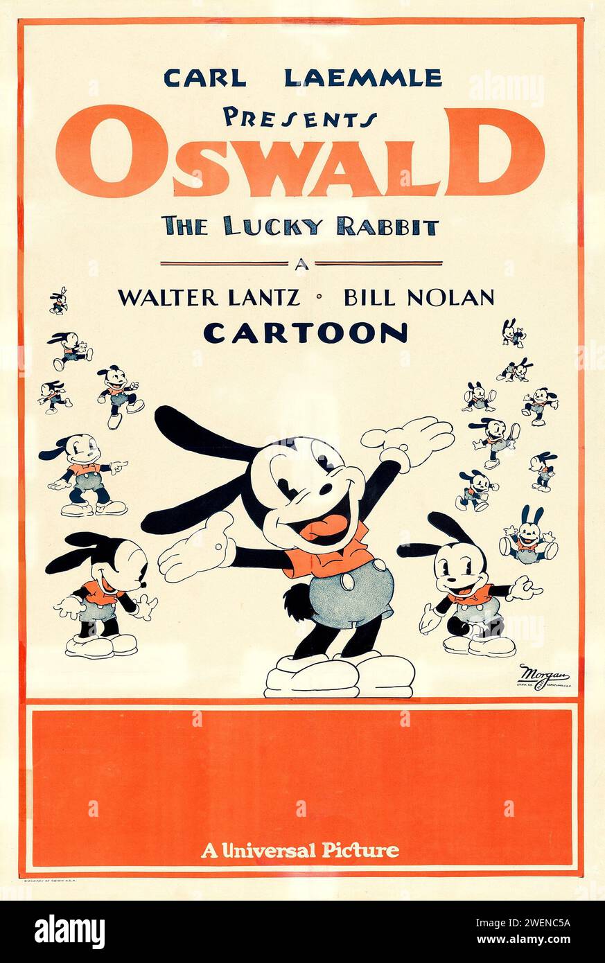 Oswald the Lucky Rabbit (Carl Laemmle, Universal, 1934) Walter Lantz, Bill Nolan Cartoon - Oswald the Lucky Rabbit, a series of animated cartoon shorts created by Walt Disney for the Universal Pictures Corporation Stock Photo