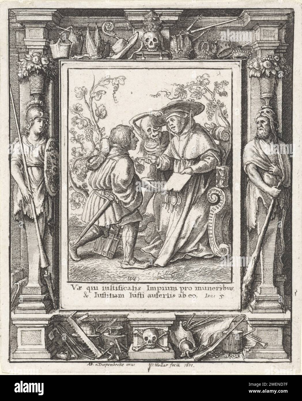 De Cardinal and Death, Wenceslaus Hollar, After Abraham van Diepenbeeck ...