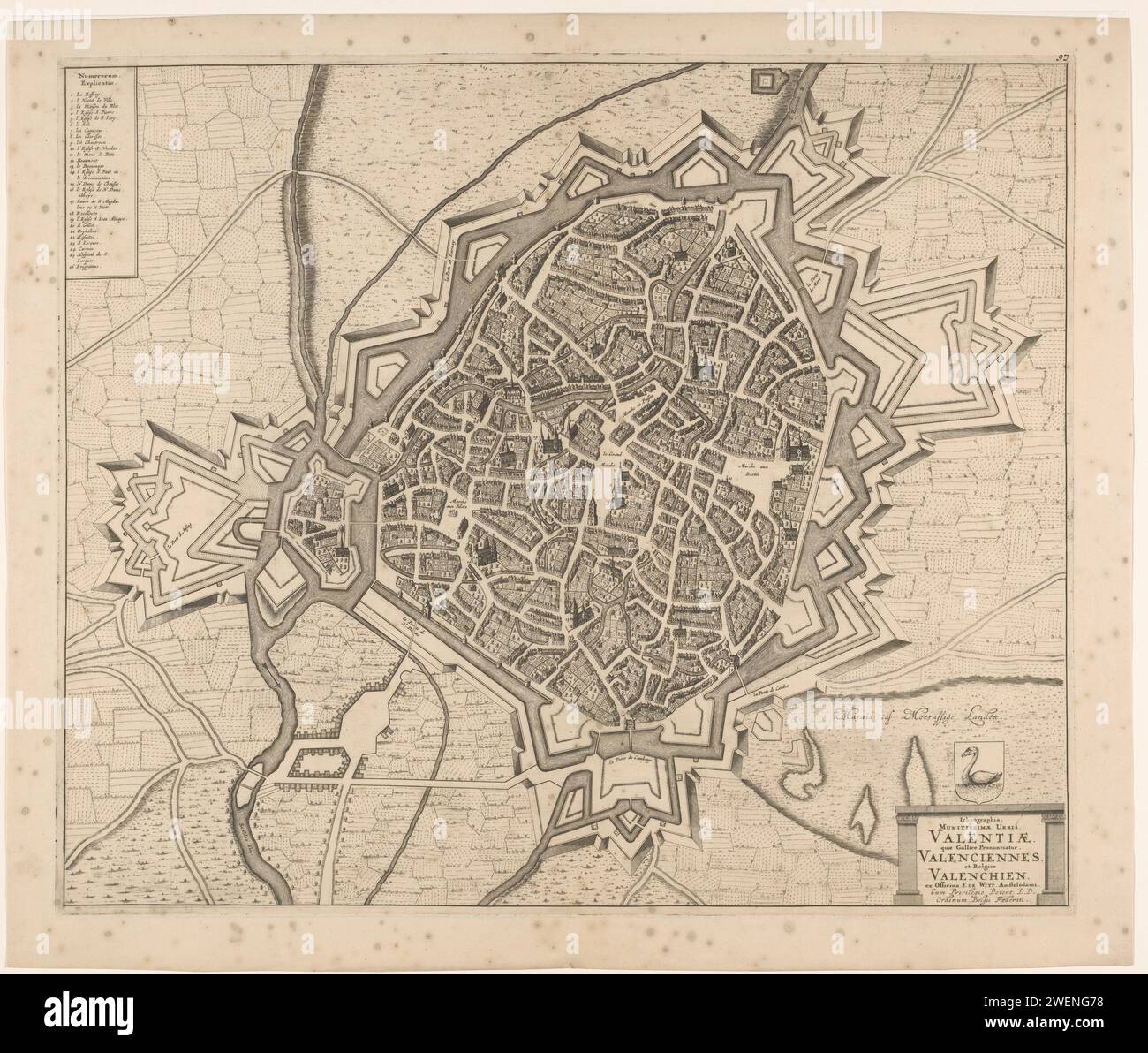 Map of Valenciennes, Anonymous, c. 1700 - 1728 print Map of ...