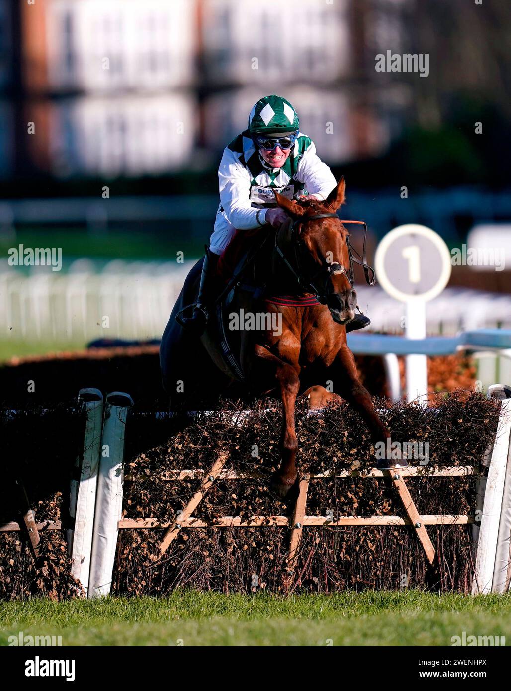 Georgi Girl ridden by jockey Major Charlie O'Shea on their way to ...
