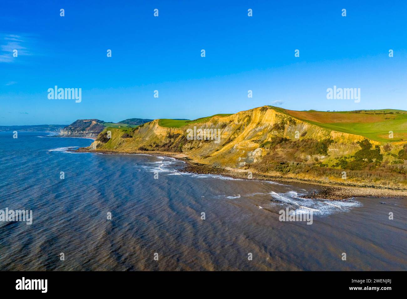 Eype, Dorset, UK. 26th January 2024. UK Weather. Aerial view of the ...