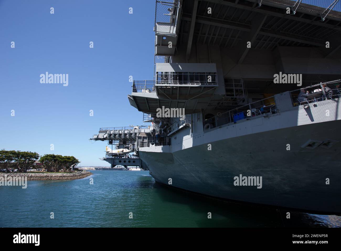 USS Midway (CVB/CVA/CV-41) is an aircraft carrier, formerly of the United States Navy, the lead ship of her class. Now a museum ship in San Diego. Stock Photo