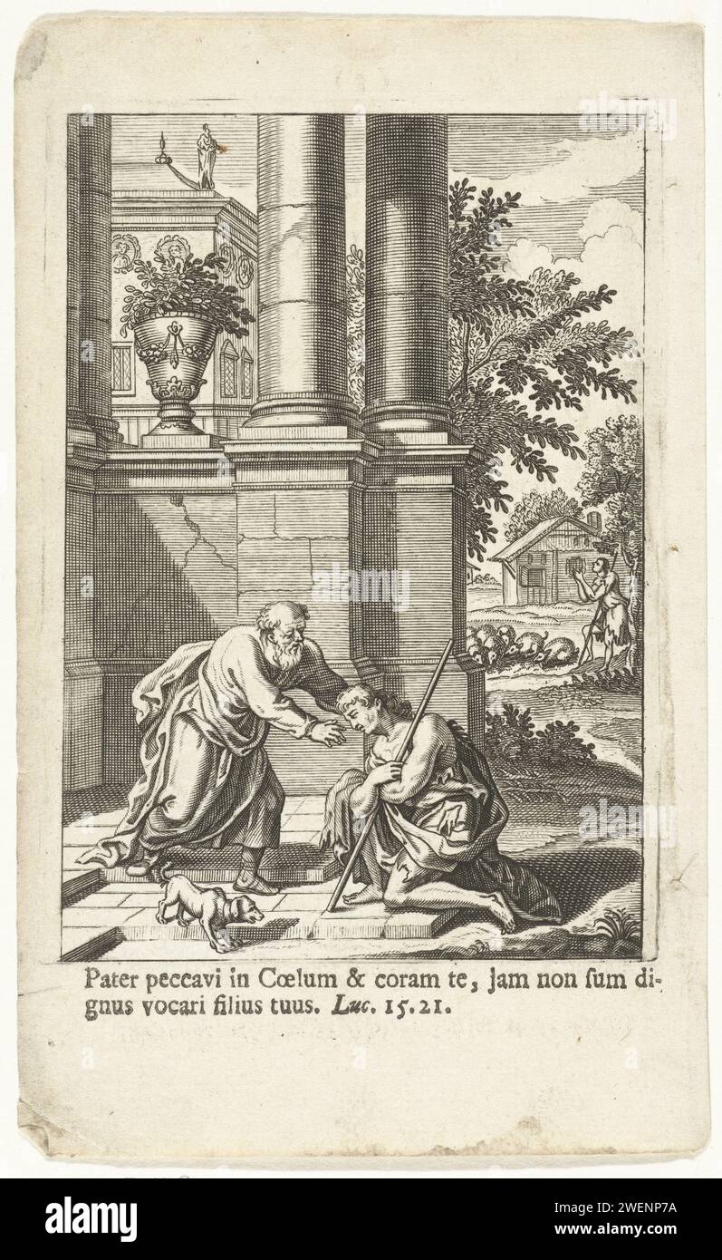 Return home of the lost son, Jan Baptist Berterham, 1696 - 1721 print ...