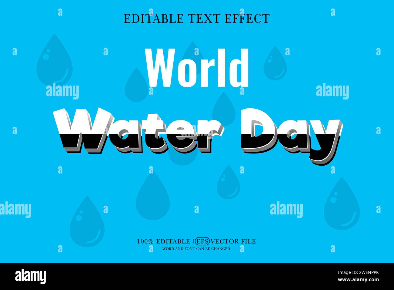 World water day 3d Text Effect Editable 3D Style eps vector Stock Vector