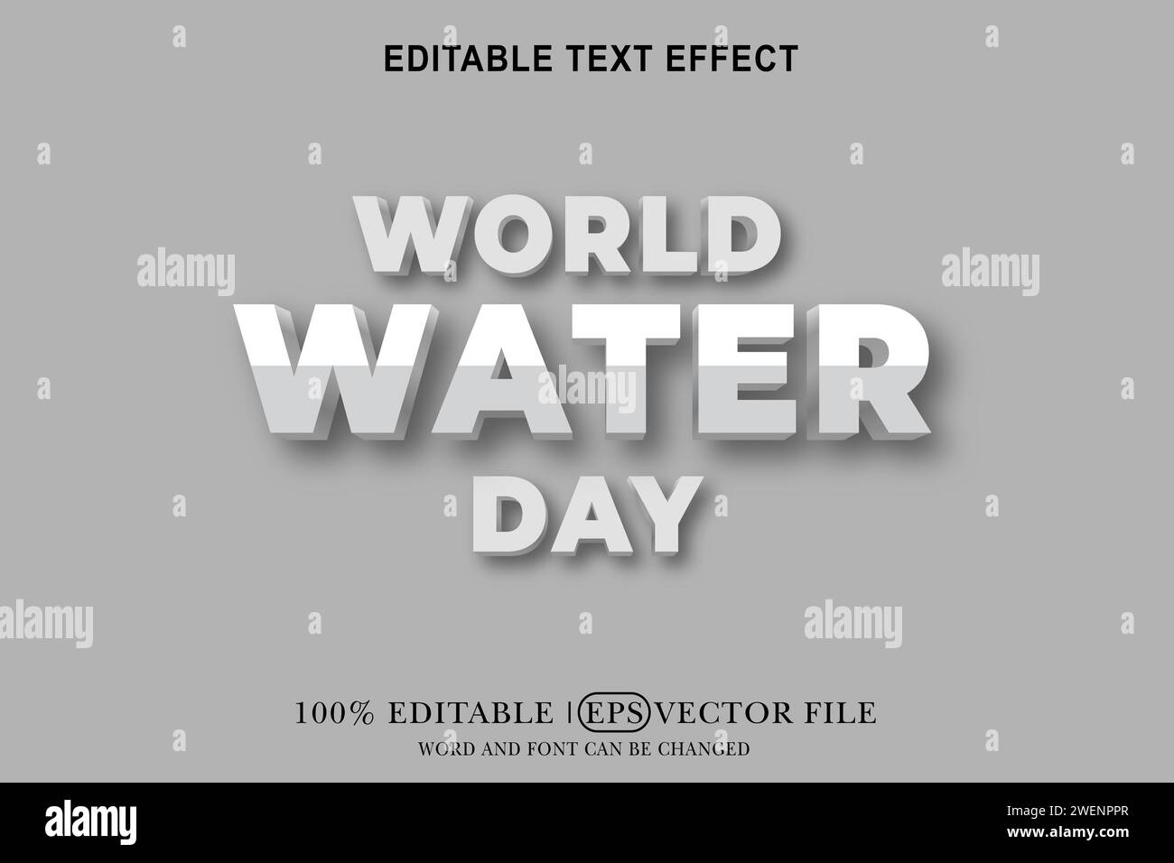 World water day 3d Text Effect Editable 3D Style eps vector Stock Vector