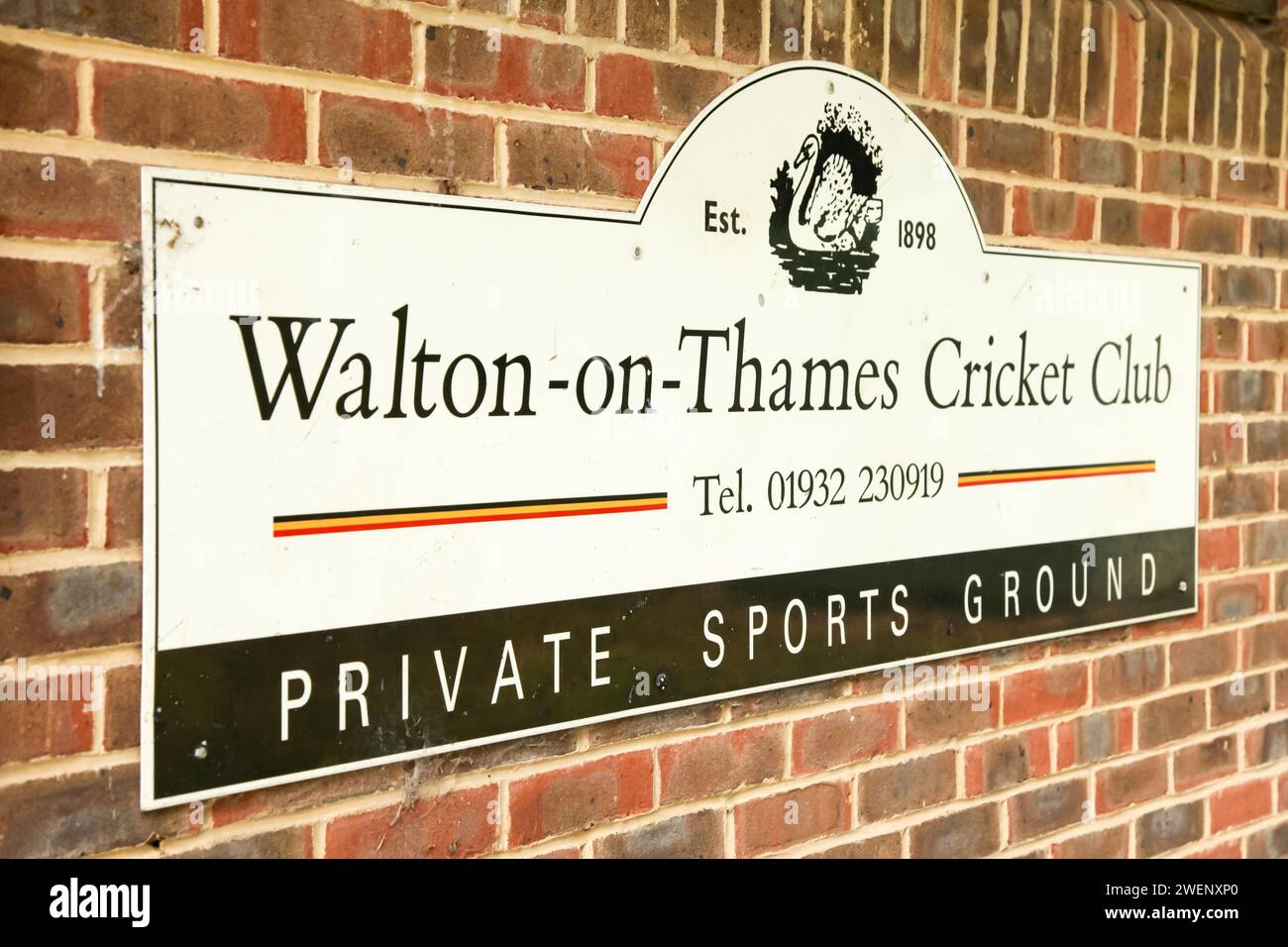 Walton -on-Thames Cricket Club sign Stock Photo