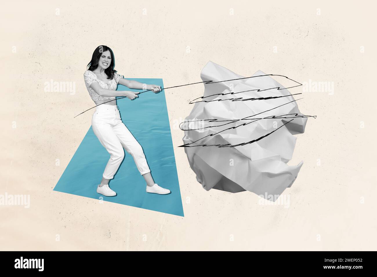 Horizontal composite creative collage illustration of woman black white ...