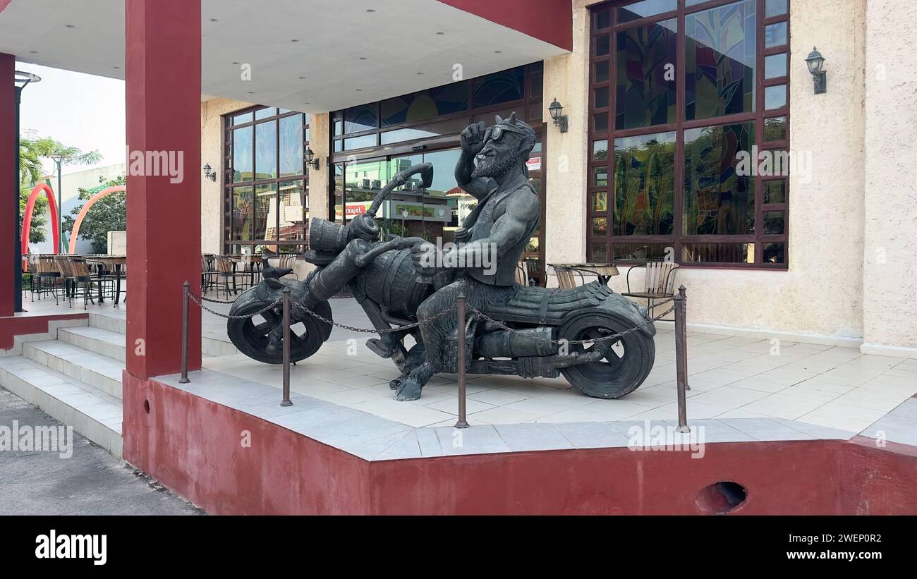 Sculpture of devil on motorcycle in Varadero, Cuba Stock Photo