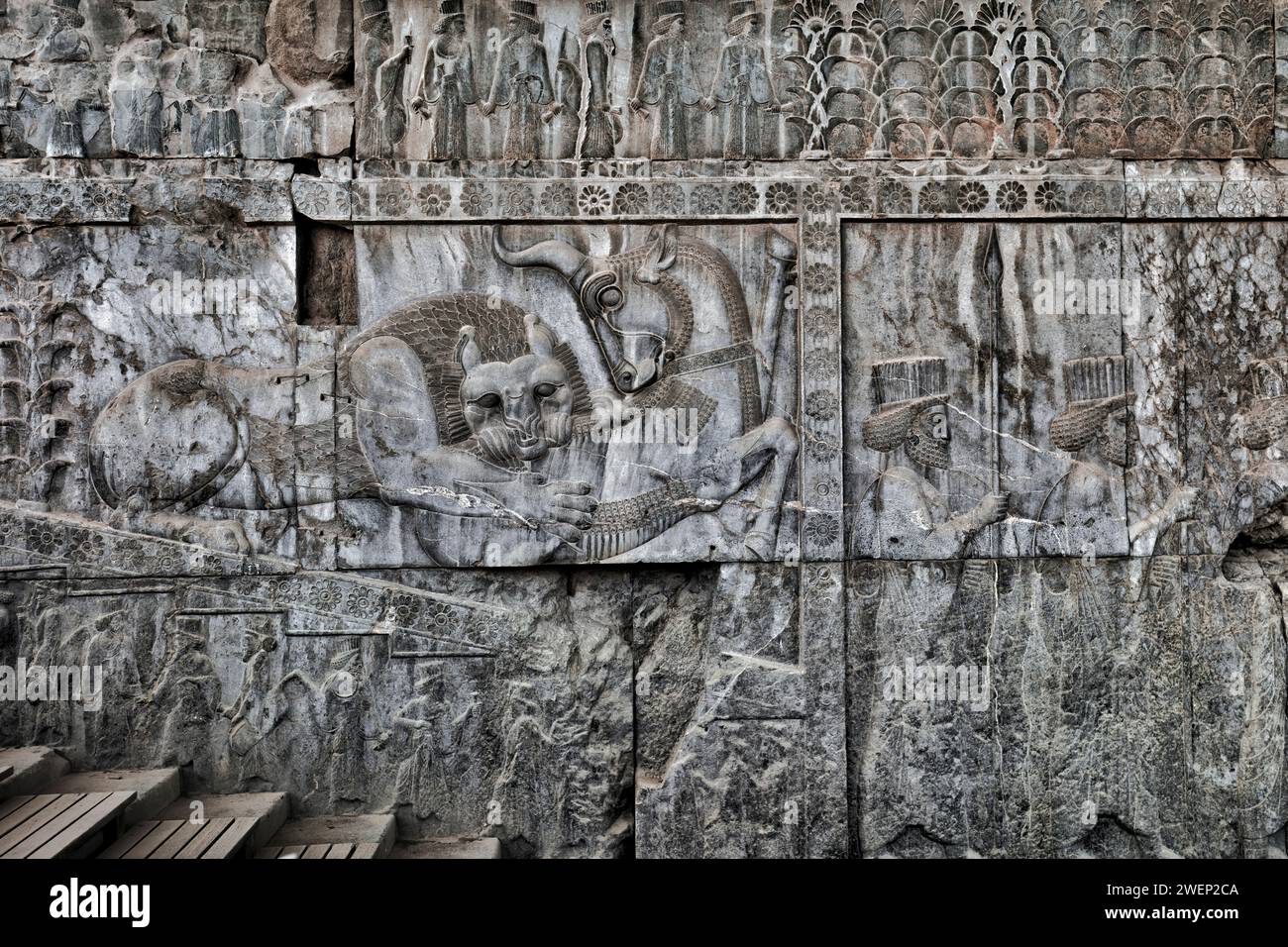 Bas-reliefs adorning the stairway of the Apadana Palace in Persepolis ...