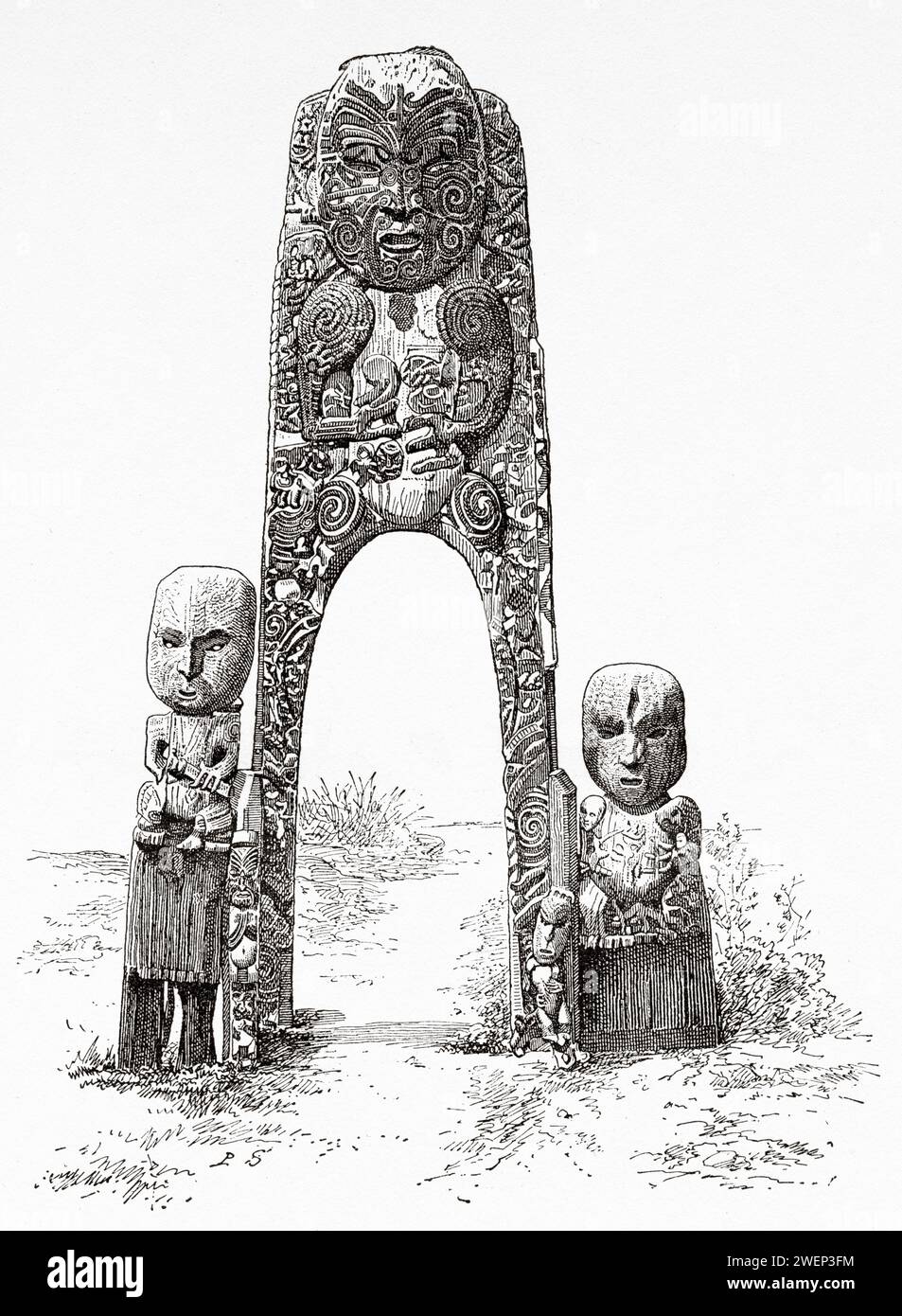 Maori deities, New Zealand. Trip to New Zealand 1889 by Gerrit Verschuur (1840-1906) Stock Photo