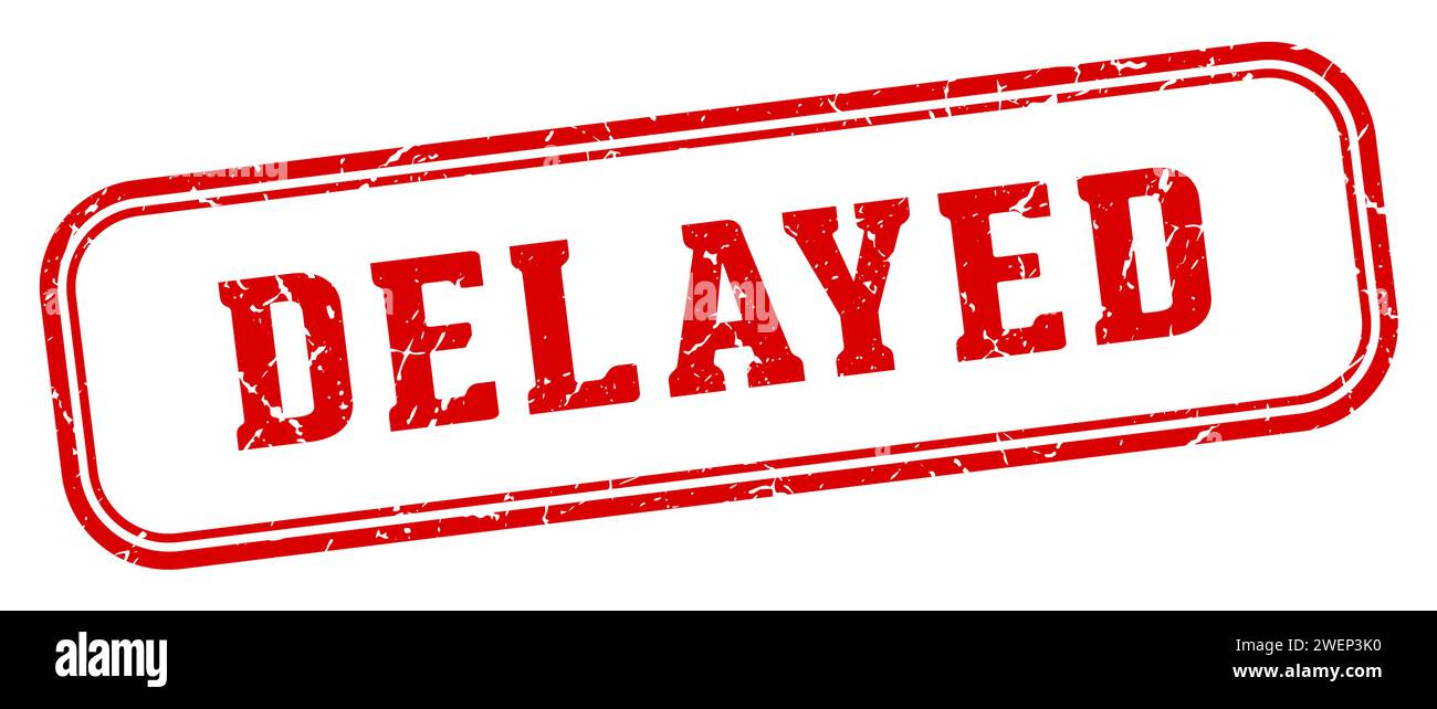 delayed stamp. delayed rectangular stamp isolated on white background Stock Vector