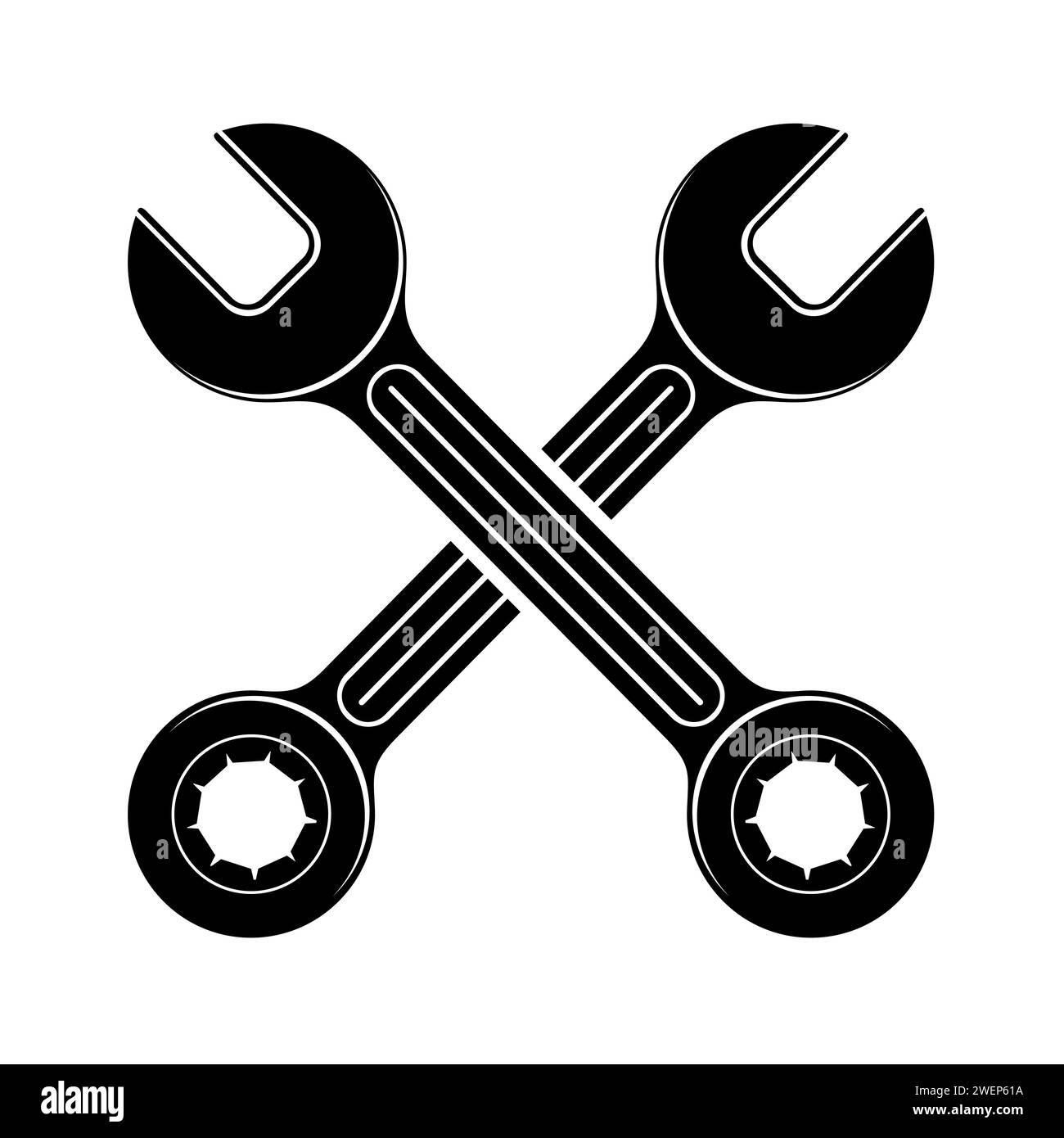 Black Crossed Wrenches Repair Service Icon Stock Vector Image And Art Alamy