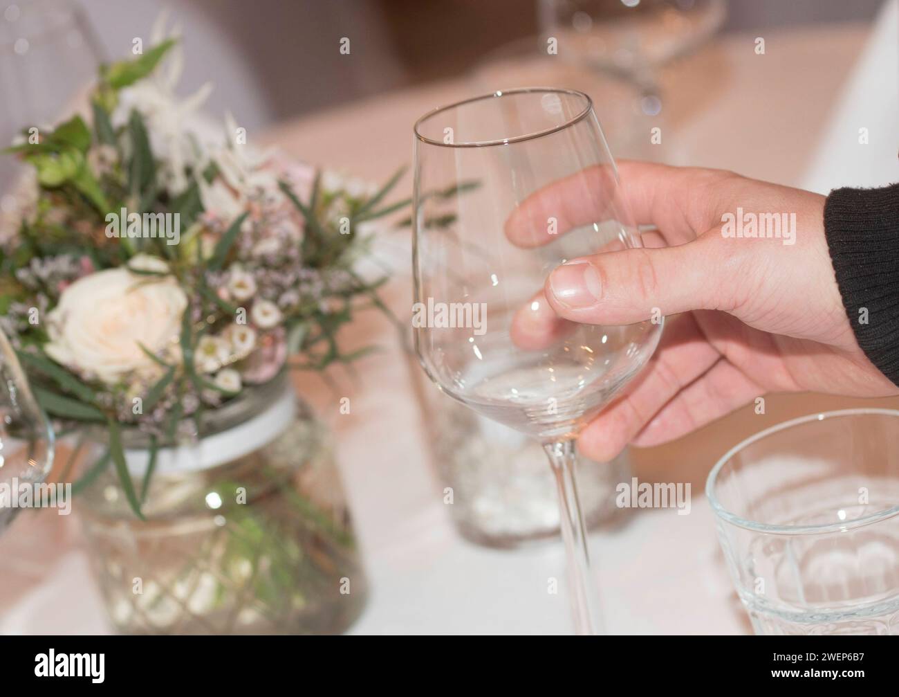 a wine glass for drinking, consumption of alcoholic beverages and enjoyment a wine glass for drinking Stock Photo