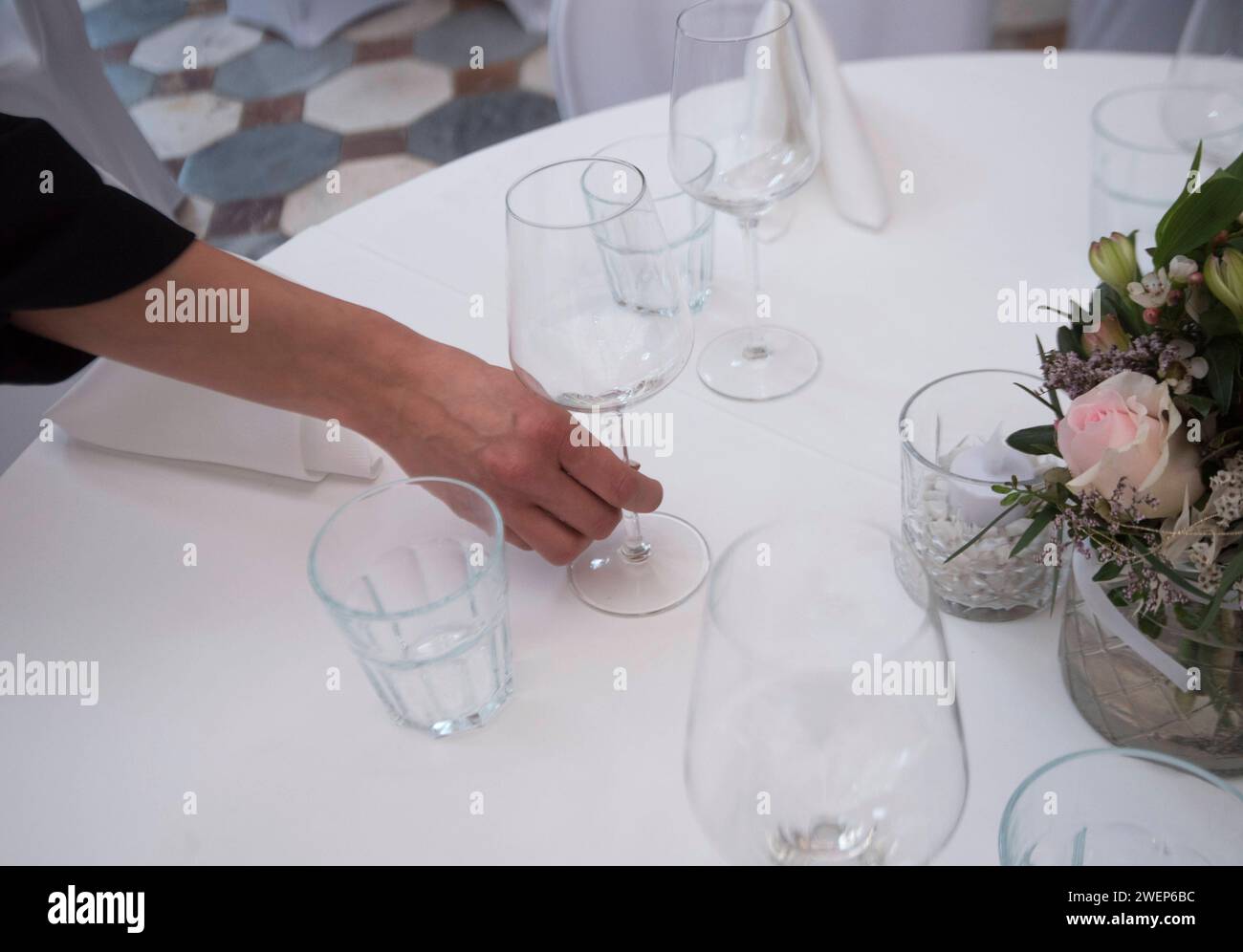 a wine glass for drinking, consumption of alcoholic beverages and enjoyment a wine glass for drinking Stock Photo