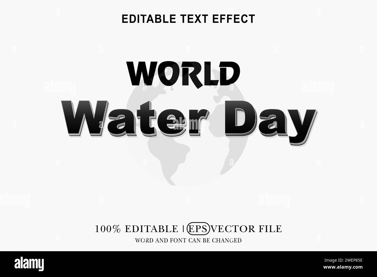 World water day 3d Text Effect Editable 3D Style eps vector Stock Vector