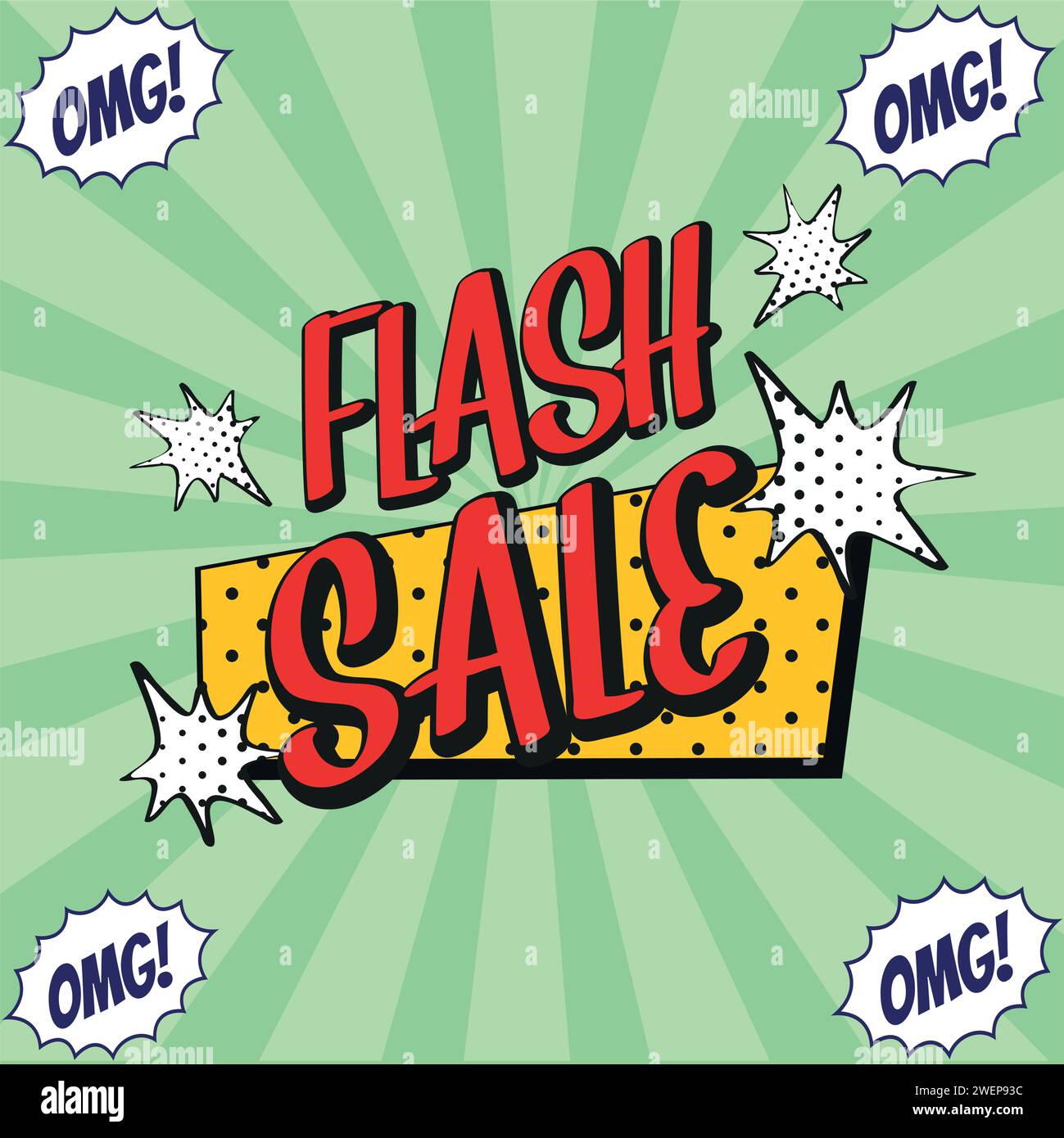 flash sales pop art huge sales text pop vector image Stock Vector