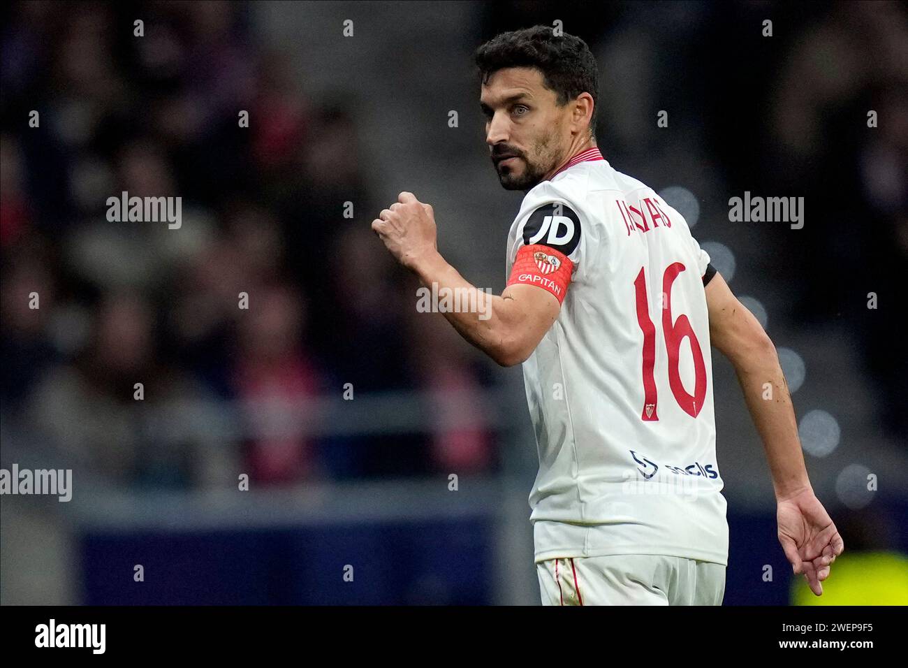 Jesus Navas of Sevilla FC during the Copa del Rey match, Round of 8 between Atletico de Madrid and Sevilla FC played at Civitas Metropolitano Stadium on January 25, 2024 in Madrid, Spain. (Photo by Cesar Cebolla / PRESSINPHOTO) Stock Photo