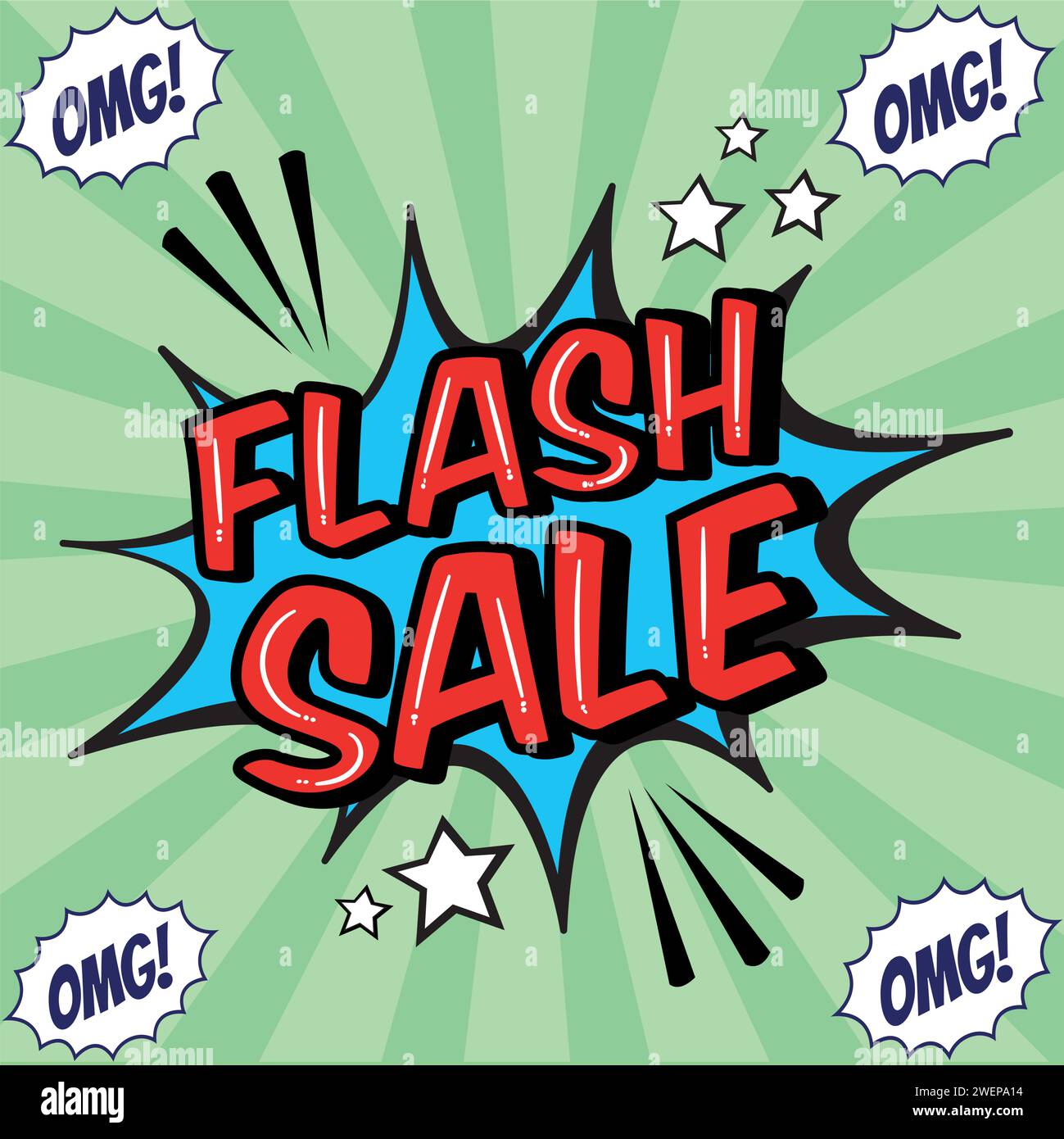 flash sales pop art huge sales text pop vector image Stock Vector