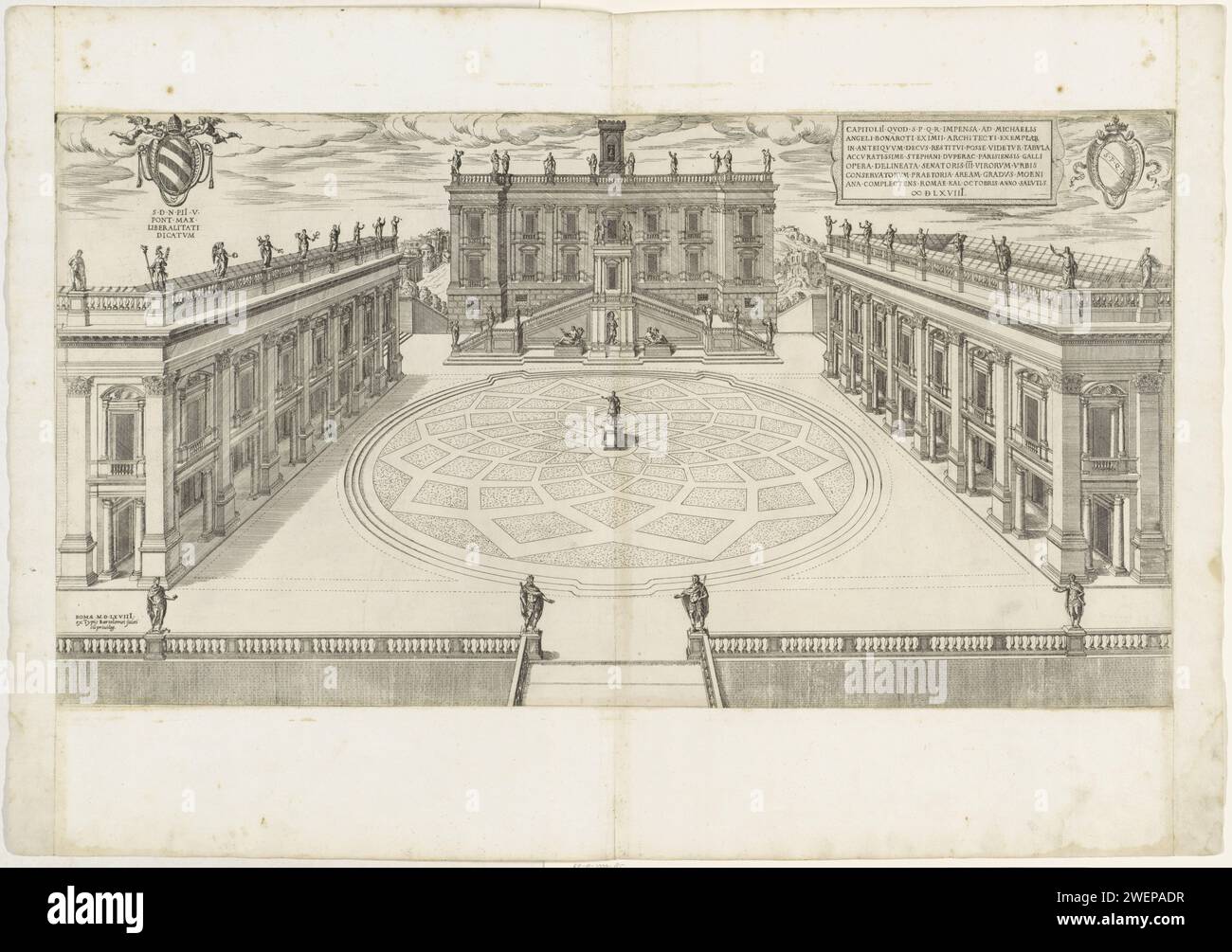 Piazza del Campidoglio, Etienne Dupérac, After Michelangelo, 1568 print ...