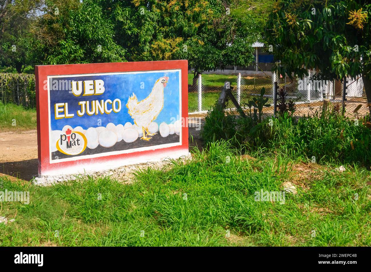Cement sign UEB El Junco, Cuba Stock Photo