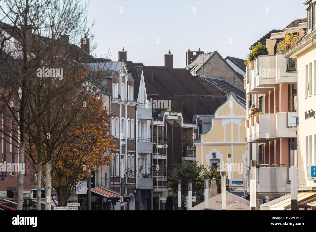 Picture of the main street of Troisdorf, Kolner strasse, with shops and stores. Troisdorf is a city in the Rhein-Sieg-Kreis (district), in North Rhine Stock Photo