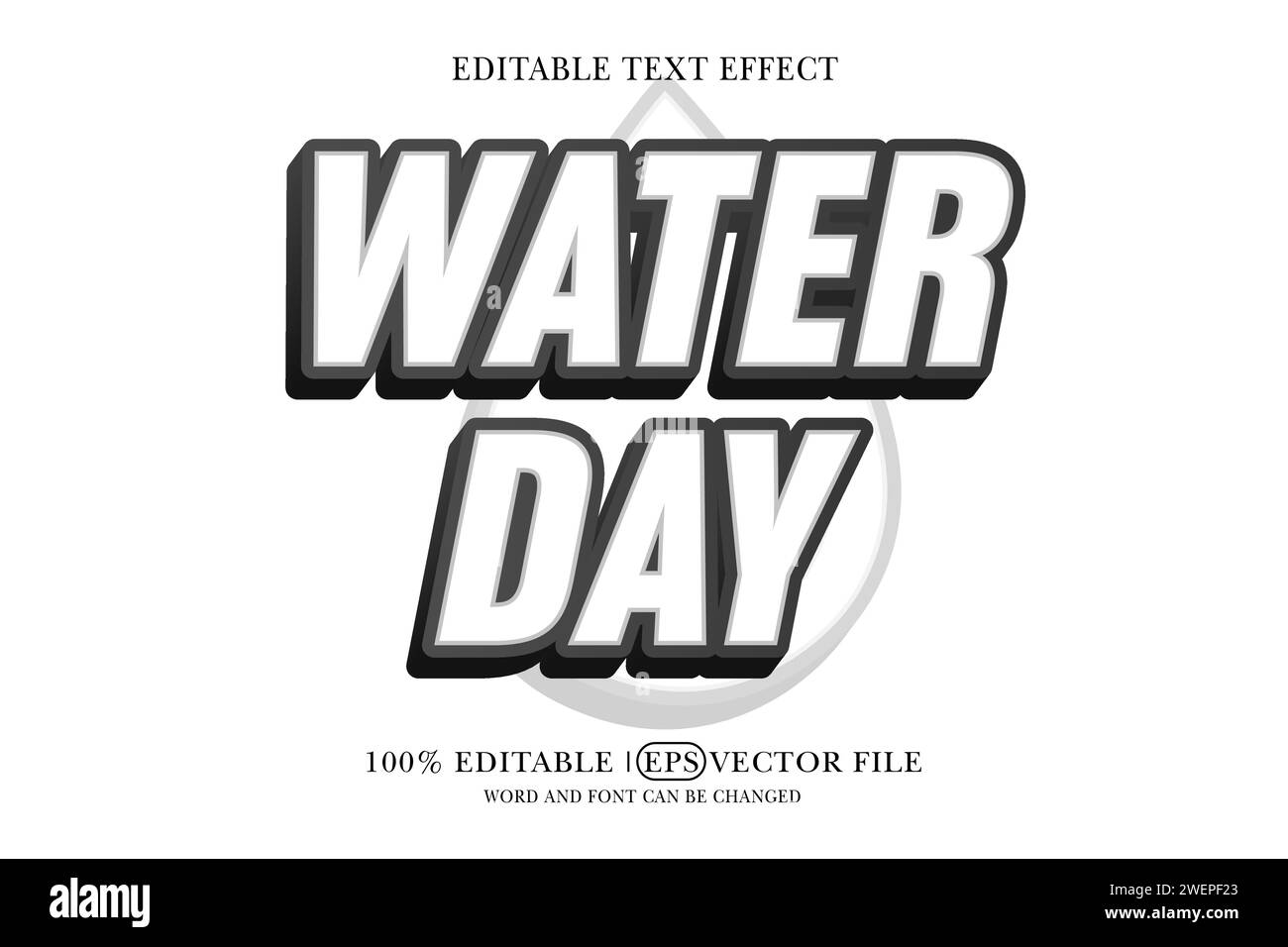 World water day 3d Text Effect Editable 3D Style eps vector Stock Vector