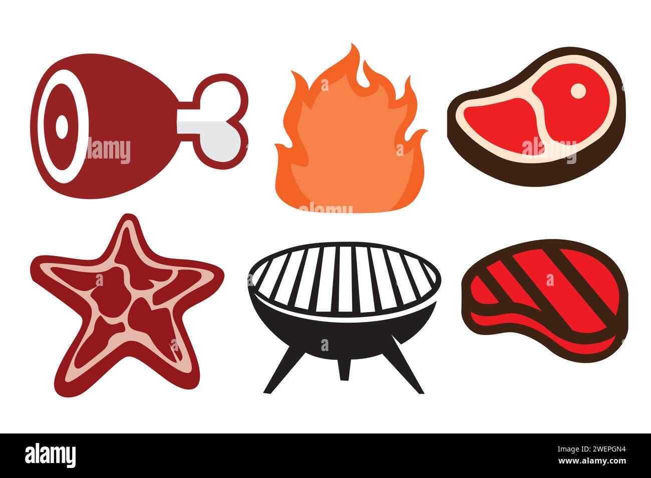 Set of barbecue icons isolated on a white background. Vector ...