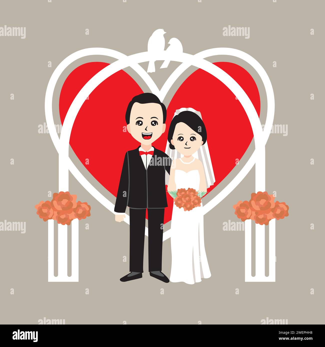Wedding design over gray background, vector illustration Stock Vector ...