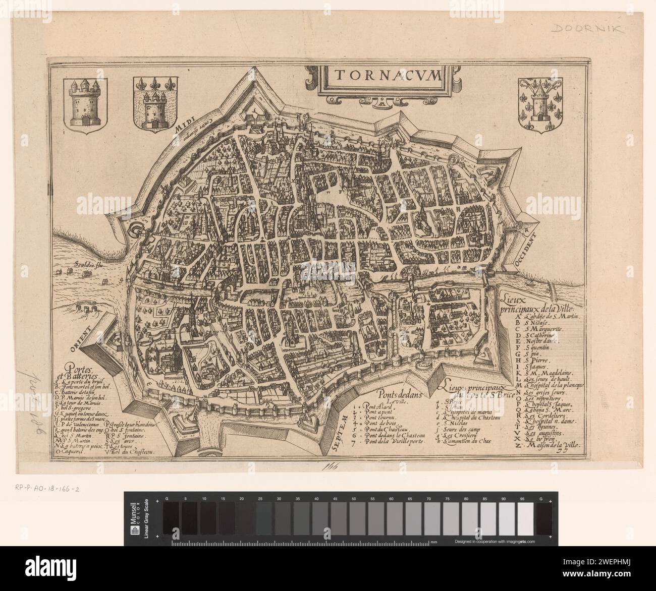 Map of Tournai, Anonymous, 1612 - 1648 print Map of Tournai with ...