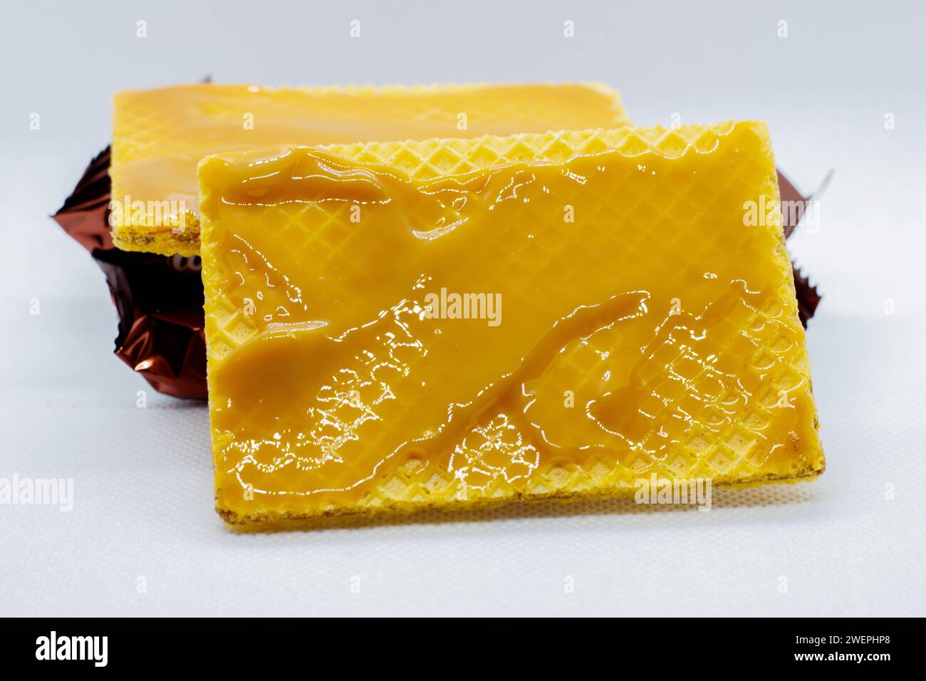 Cookie with cream on white background Stock Photo