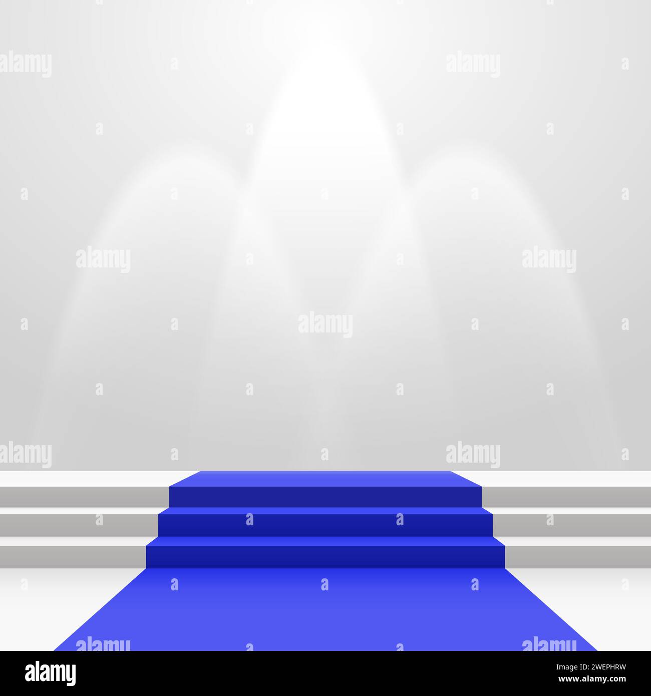 Blue carpet on stairs with spot lights Stock Vector