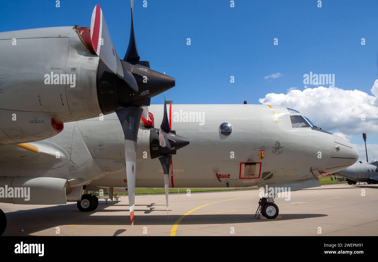 German Navy P-3C Orion patrol aircraft at NATO base Geilenkirchen. Germany - June 17, 2007 Stock Photo