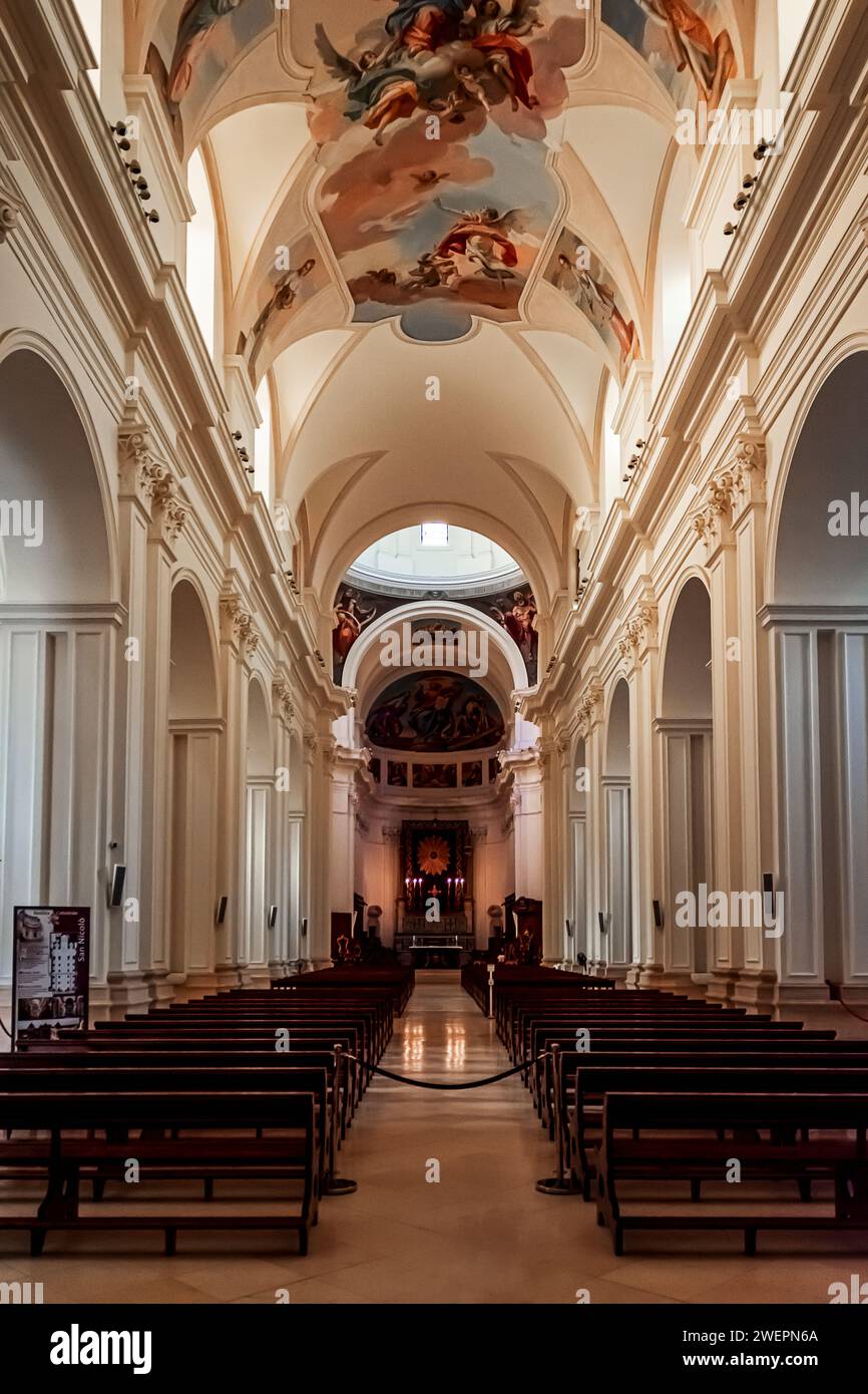 the central nave of the Cathedral of Noto Stock Photo - Alamy