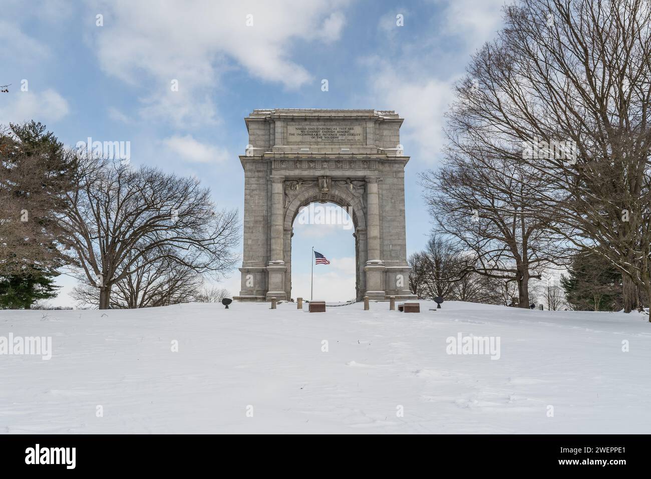 National Memorial Arch in Valley Forge in winter. Stock Photo