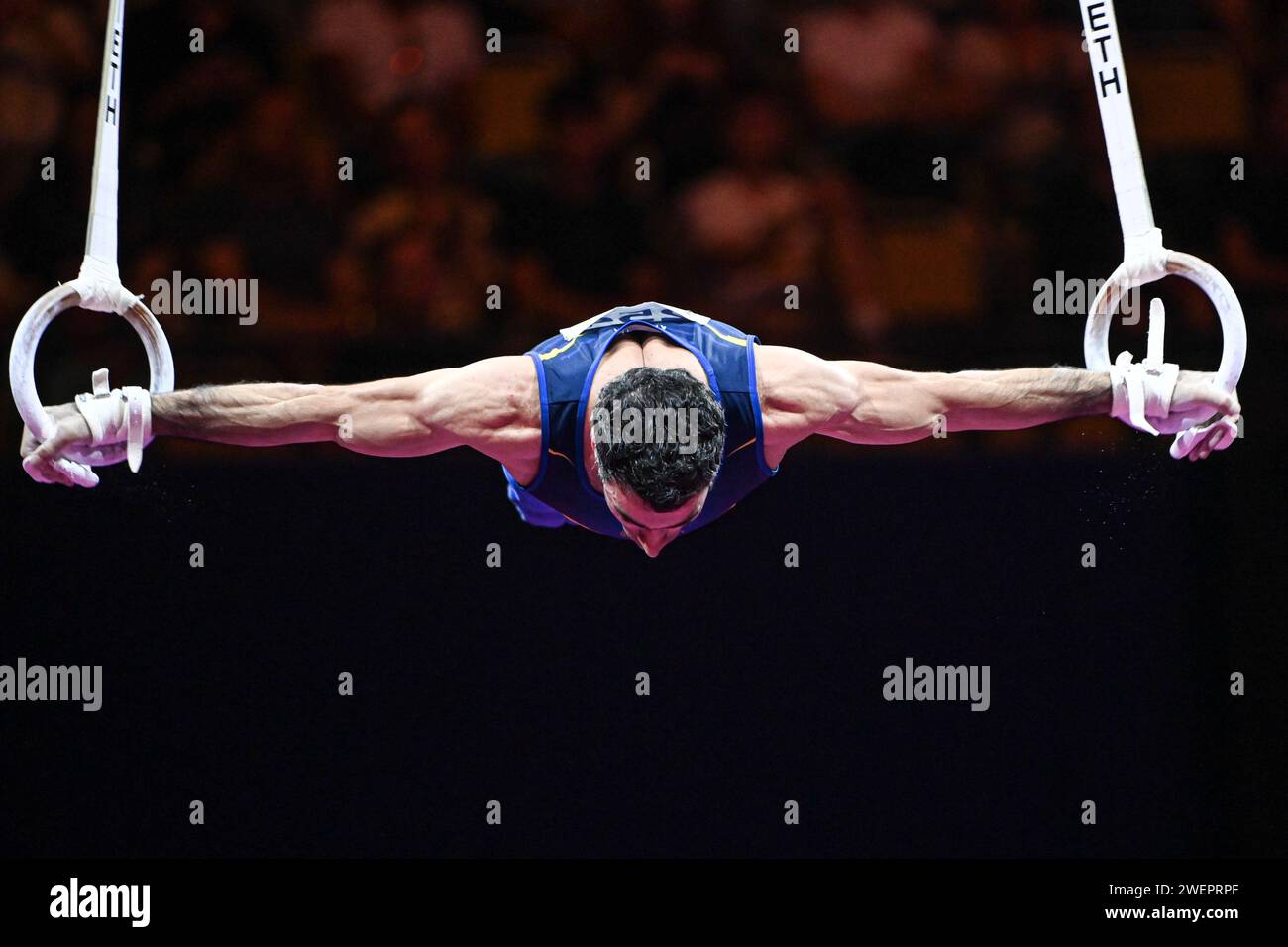 Vahagn Davtyan (Armenia). European Championships Munich 2022: Artistic Gymnastics, Rings Men's Final. Stock Photo