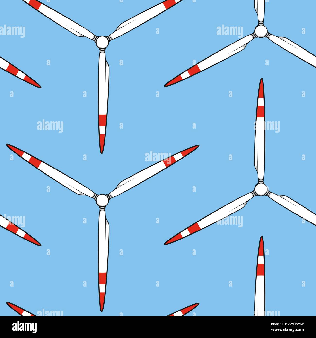 Seamless pattern with propeller, wind turbine, windmill. Vector color ...