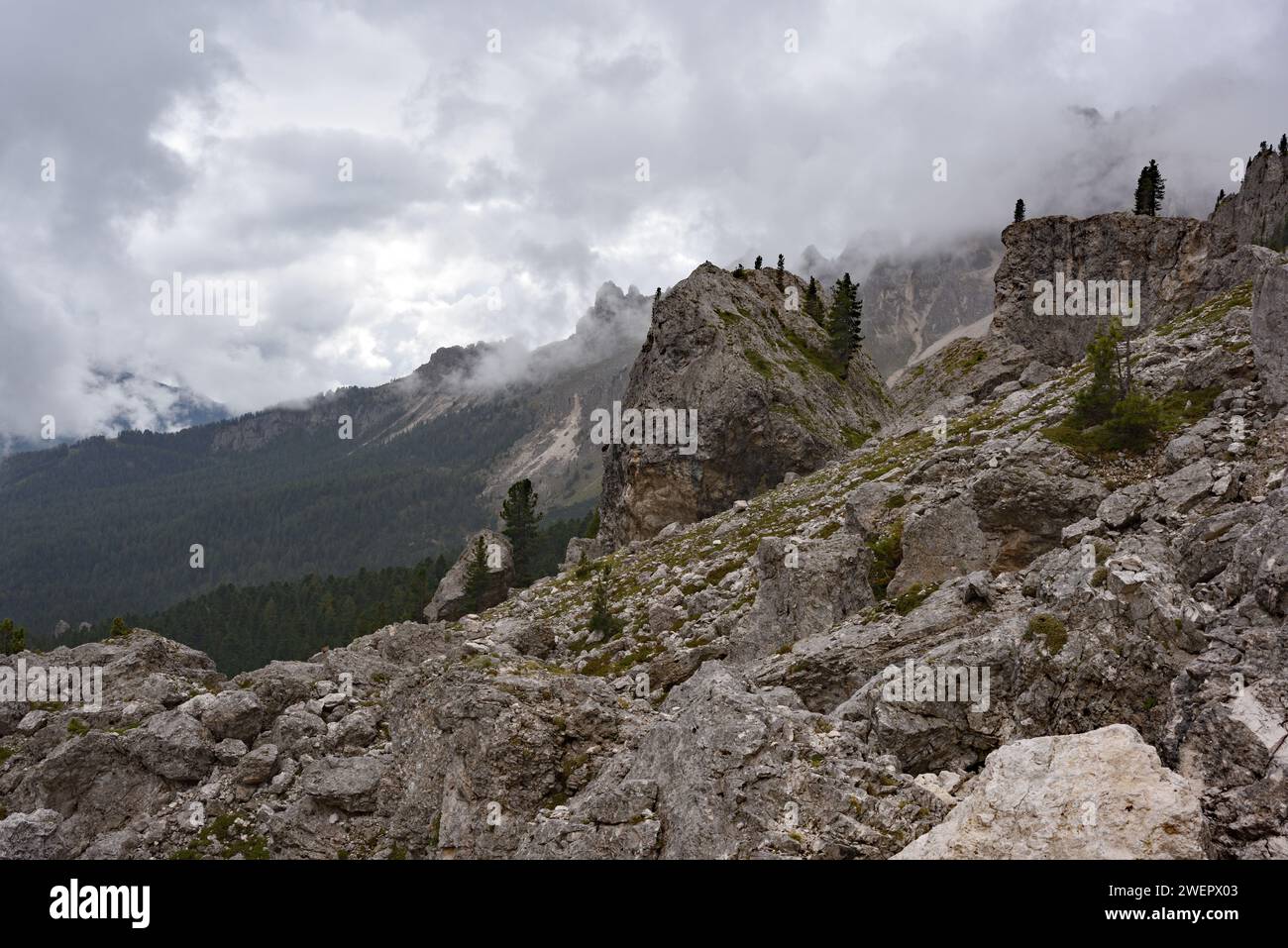 Hiking towards Forca Neigra in the Dolomites Stock Photo - Alamy