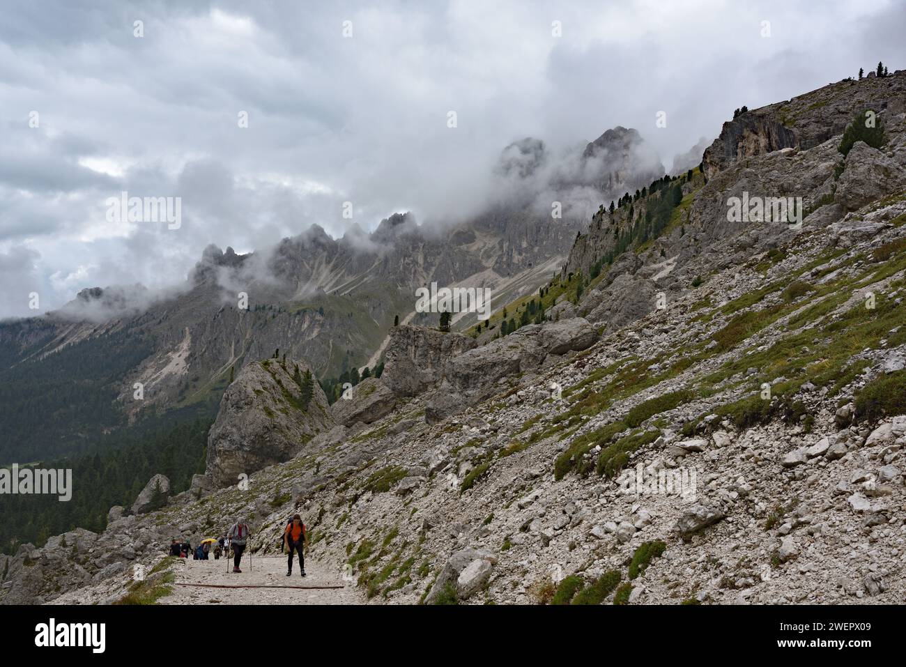 Hiking towards Forca Neigra in the Dolomites Stock Photo - Alamy