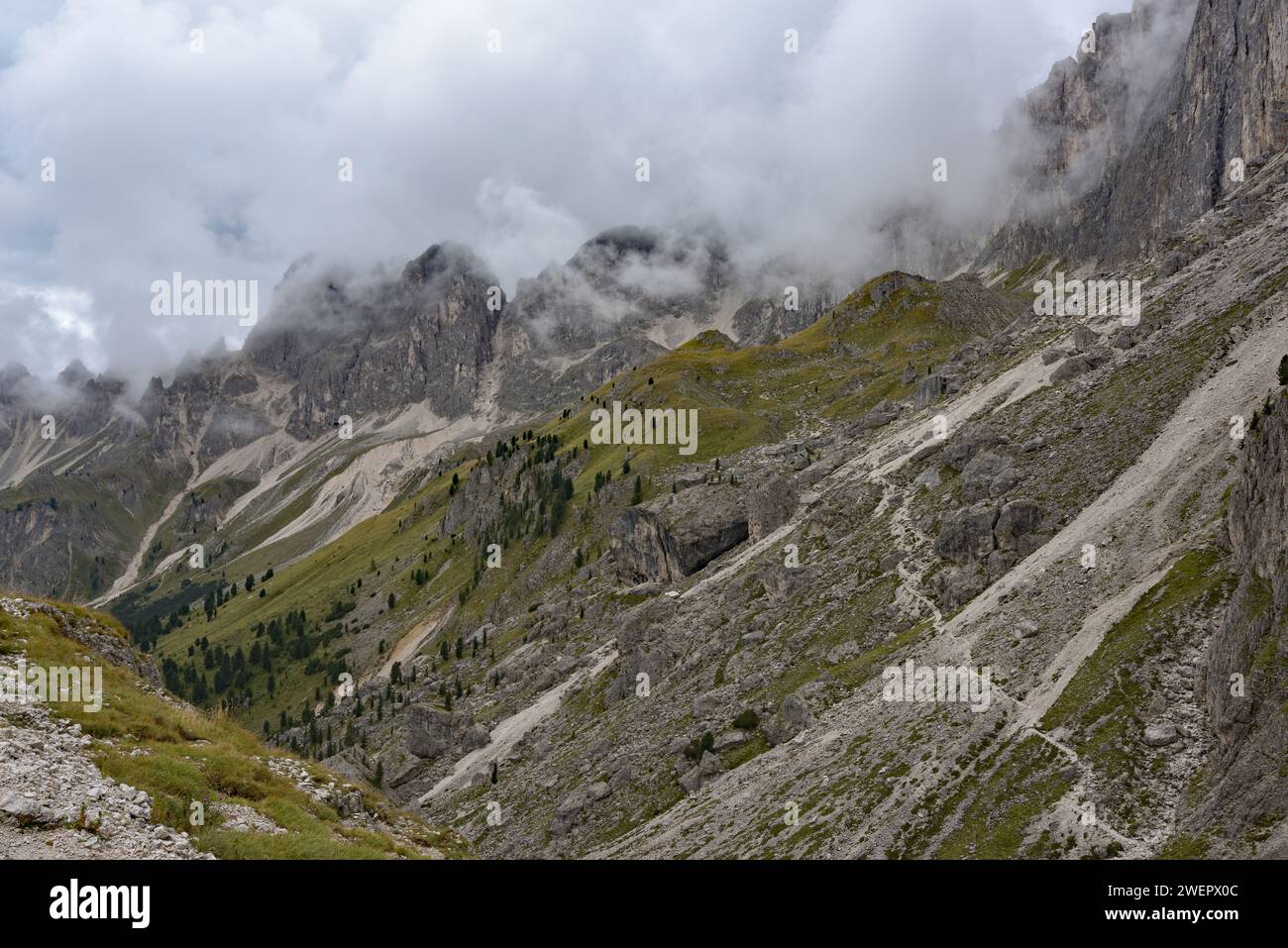 Hiking towards Forca Neigra in the Dolomites Stock Photo - Alamy