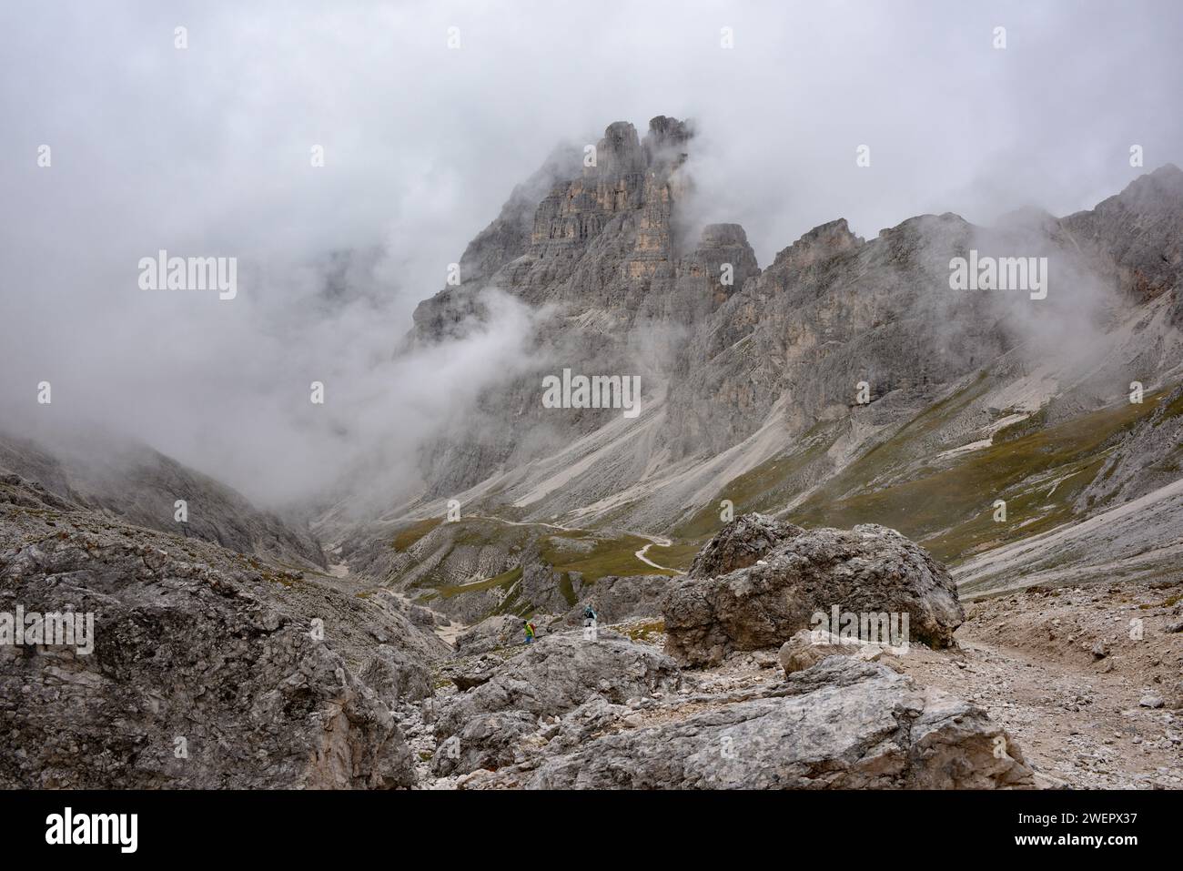 Hiking towards Forca Neigra in the Dolomites Stock Photo - Alamy