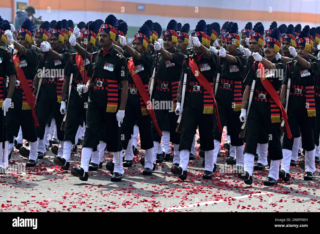 KOLKATA, INDIA - JANUARY 26: Parade marches by Indian Army Contingent ...